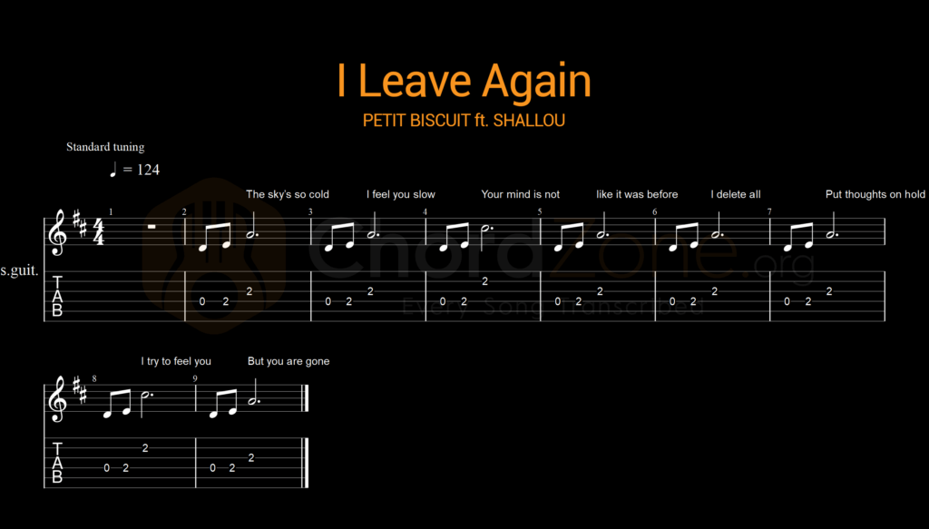 PETIT BISCUIT Feat SHALLOU - I Leave Again Guitar Tab